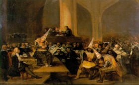 Den spanske maler Francisco Goya var dybt bekymret over inkvisitionen, som stadig eksisterede på hans tid - oplysningstiden - omend hans motiver var hentet i fortiden. Den spanske maler Francisco Goya var dybt bekymret over inkvisitionen, som stadig eksisterede på hans tid - oplysningstiden - omend hans motiver var hentet i fortiden.
