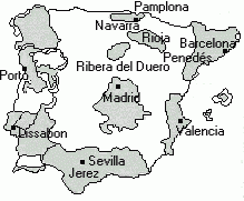 Illustrationen her, viser i hvilke områder af Spanien der dyrkes vin. Og det er da ikke så få steder endda. Illustrationen her, viser i hvilke områder af Spanien der dyrkes vin. Og det er da ikke så få steder endda.